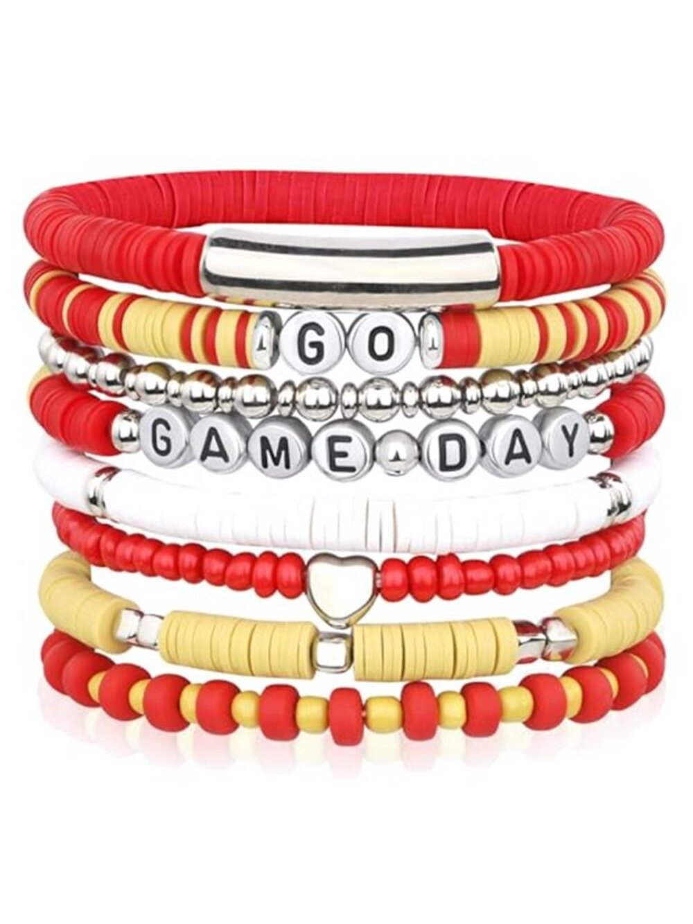 Game Day Football Bracelets for Women Men Silver Blue Gray Purple Orange